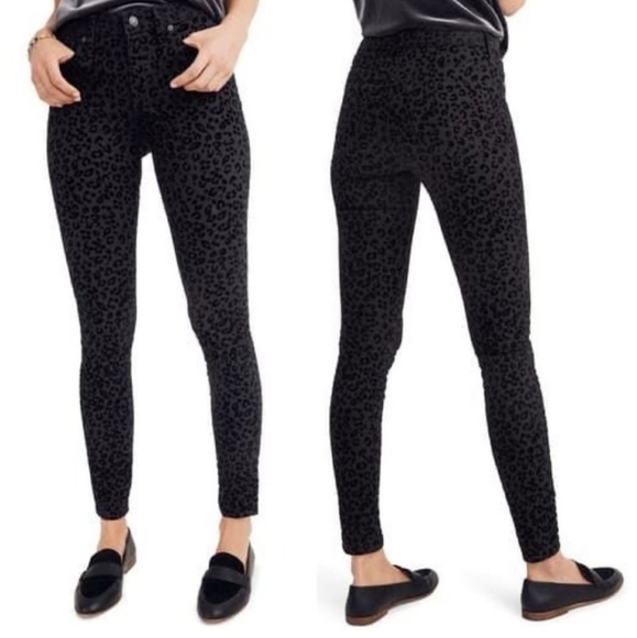 NWT MADEWELL 9" Mid Rise Black Leopard Skinny Jean - Picture 3 of 16